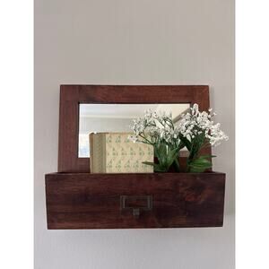 Wall Mounted Mirror Shelf | Entryway Bathroom Storage Organizer | Vintage